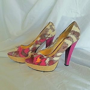 Watercolor Peeptoe Heels